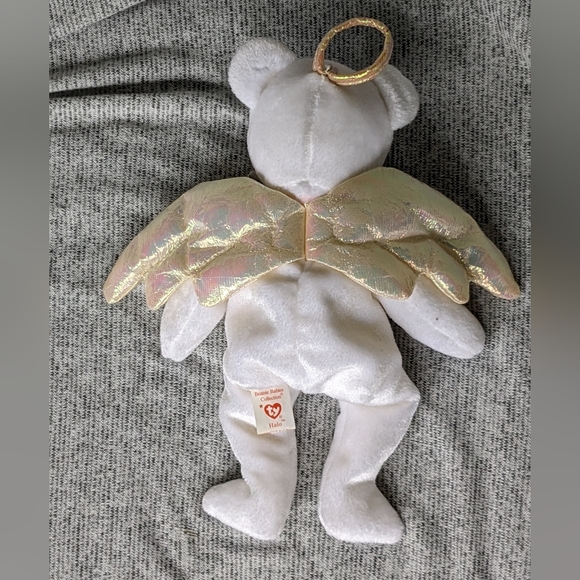 1998 Retired TY HALO the Angel Bear Beanie Baby Rare with Brown Nose - Picture 2 of 9